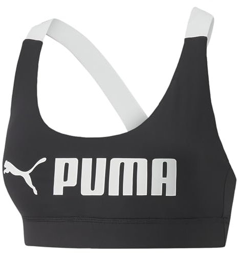 PUMA Damen Mid Impact Puma Fit Bra Unterw sche Oberteil, Puma Schwarz, S EU