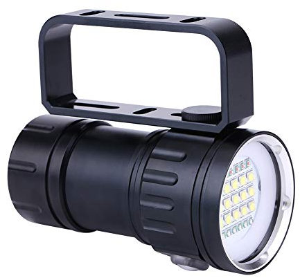 Linterna de buceo, 18000 luz de buceo brillante, linternas LED de buceo con asa, 3 modos IPX8 500 M, linterna subacuática para buceo submarino, camping, senderismo, exploración en