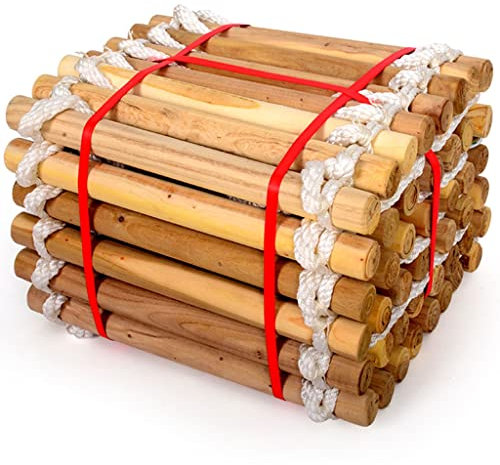 Feuerfeste Rettungsleiter Rettungsleiter 2 Stockwerke Brandschutz-Strickleiter Für Balkon, rutschfeste Notleiter Aus Holz, Evakuierungsleiter Mit Haken, Traglast 450kg (Color : A, S : 20M/65.6FT)