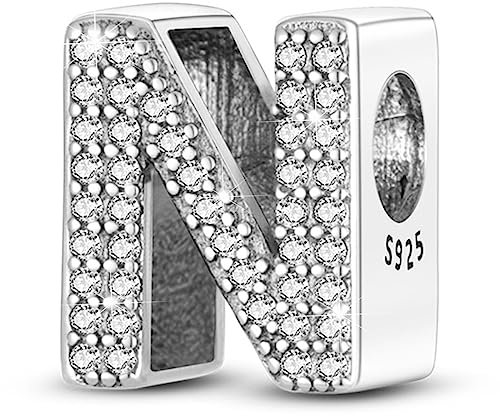 Letter Charms Fits Pandora Armbänder S925 Sterling Silber Initial Charms für Armbänder Alphabet A-Z Buchstaben Armbänder Halskette Anhänger mit Cubic Zirkonia für Frauen