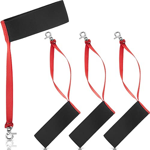 2 Paar Sport Handschuh Strap Winter Handgelenk Strap Elastische Handschuhe Ski Straps Leine Strap Clip mit Metallknopf zum Aufhängen Handschuh, Schwarz und Rot, 3.5 x 1.2 Inch