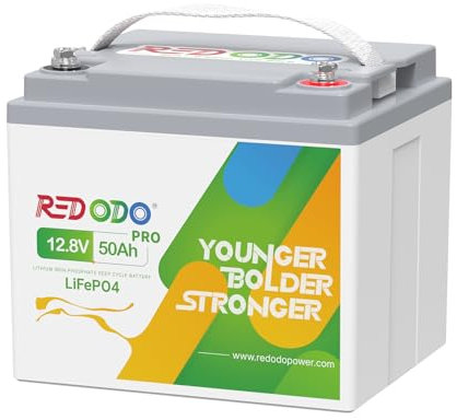 Redodo 12V 50Ah Bateria Litio,Bateria Lifepo4 Reemplazo Ideal para 12V 100Ah AGM SLA Batería, BMS Incorporado, 4000-8000 Ciclos, RVs, Campers, Dispositivos de Seguridad, ETC