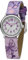 JACQUES FAREL Kinder-Armbanduhr Lernuhr Mädchen Analog Quarz mit Lederimitatband Schmetterlinge Blumen Lila Rosa Flieder HCC 435