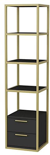 WELL HOME MOBILIARIO & DECORACIÓN Bücherregal, 100 % Melaminbeschichtung, Anthrazit-Gold