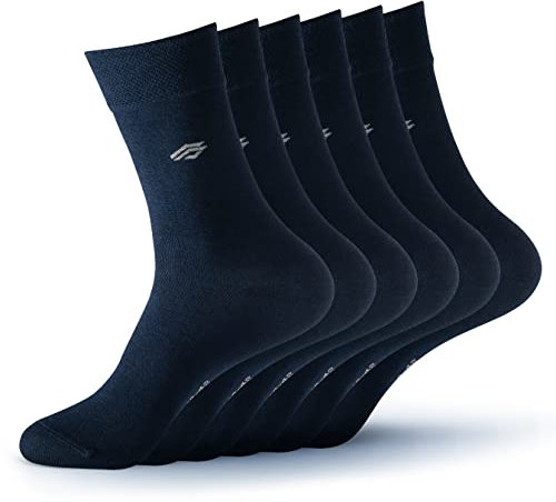 Geesy Lot de 6 paires de chaussettes en bambou unisexes pour homme et femme, Bleu marine - Lot de 6, 43-46