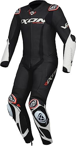 Ixon Combinaison en Cuir pour Moto, 1 pièce pour Homme, Noir/Blanc, Medium
