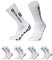 Lixada Chaussettes de football unisexes pour homme et enfant, Compression antidérapantes,Séchage rapide,Pour football, basket-ball, marathons, 39-46 06-blanc (4 paires)