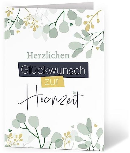 XXL Glückwunschkarte (A4) | zur Hochzeit | mit Umschlag | Moderne Grafik mit Schrift | edle und hochwertige Klappkarte | Große Design Karte zum Verschenken | Maxi Karte Überformat