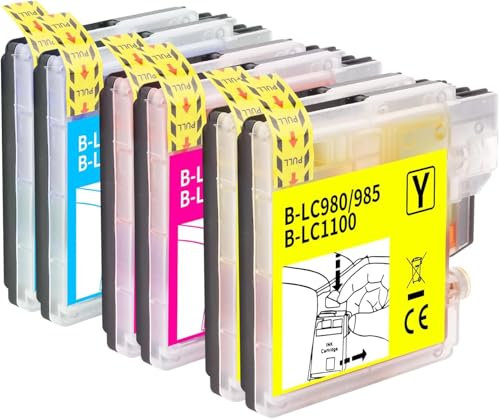 Tinnee LC-980 LC-985 LC-1100 Druckerpatronen XL Kompatibel für Brother LC-985 Brother LC-1100 Brother LC980 Patronen für DCP-145C DCP-195C DCP-165C MFC-250C MFC-490CW MFC-5490CN MFC-5890CN MFC-6490CW