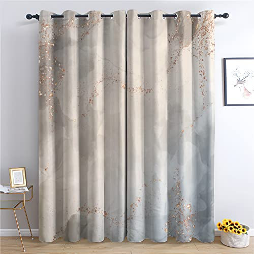 THYUNQ Vorhänge Abstrakte Marmor Motiv, Vorhang Blickdicht Verdunklungsvorhänge Thermovorhang mit Ösen, Gardinen Wohnzimmer Schlafzimmer Fenster, 2er Set Curtains, H 220 x B 140 cm