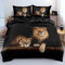 CTQTZ Tier Löwe Bettwäsche 155x220cm Wilde Tiere Lion Bettbezug mit Reißverschluss Schließung Bettbezug Set 3 Teilig Schwarz Braun Bettwäsche Set Weich Mikrofaserbettwäsche