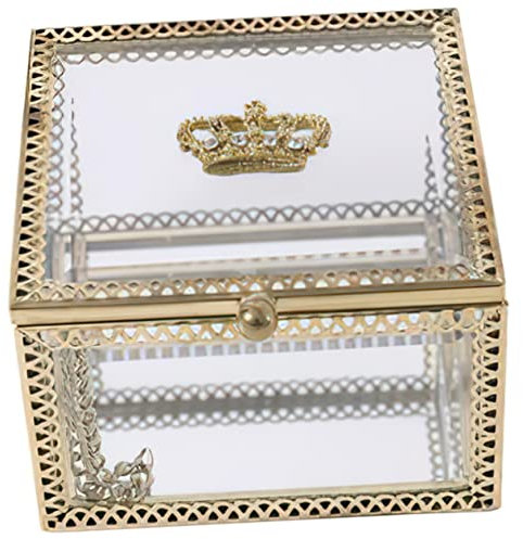 ABOOFAN Kastenkasten Schmuckschatulle Aus Glas Vintage-dekor Vintage Schmuck Organizer Aus Glas Glasterrarium Mit Deckel Konservierte Blumenvitrine Kleines Schmucketui Krone Vorschlag