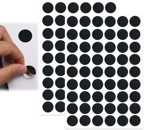 Aieino 108pcs Screw Hole Stickers Black, 21mm Furniture Hole Covers Self Adhesive Ugly Screw Hole Sticker Screw Caps Cover for Wood Furniture, Cabinet, Wardrobe, Cupboard, Shelve Plate