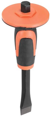 sourcing map 2Pcs Masonry Chisel 9.7 Flat Head with Hand Guard Protection Flat Chisel Rock Concrete Mortar Stone Chisel for Stone Brick Breaking Carving Demolishing Splitting