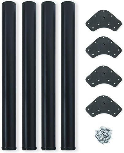 AERREGI KIT 4 GAMBE PER TAVOLO IN ACCIAIO | DIAMETRO DA 60mm | SET 4 GAMBE REGOLABILI CON ALTEZZA 710-730 mm | SET GAMBE PER TAVOLO CON 4 PIASTRE DI FISSAGGIO E VITI | KIT GAMBE DI COLORE NERO