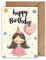 WBdesignz Mädchen Geburtstag Karte mit Umschlag - Süße Geburtstagskarte für Kinder Happy Birthday Prinzessin mit Herzluftballon Glückwunschkarte zum Geburtstag (DIN A6)