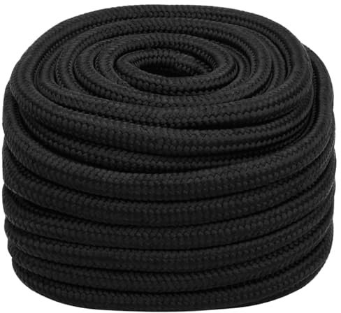 Homgoday Corde entièrement noire 20 mm 100 m en polypropylène, meubles pour maison, intérieur, extérieur, salon, chambre à coucher