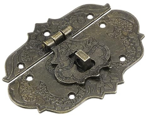 QUARKZMAN Antike Verschlüsse Embossing Latch Haspe Vintage Antik-Verschlüsse Dekorative Haken Beschläge für Vorhänge-Schloss Schlösser Truhen Kisten Schieber Holzkiste Koffer 85 x 65 mm