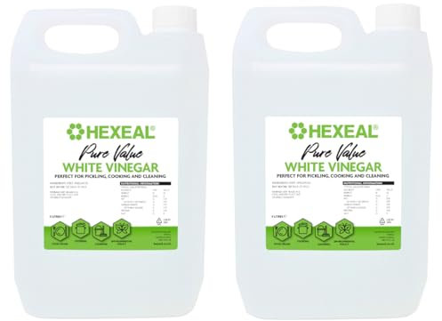 Hexeal Pure Value White Vinegar 10L – 2 x 5L Bottle of Food Grade White Vinegar for Cooking, Cleaning, Pickling & Baking – Cleans Surfaces & Deodorises & Removes Grime