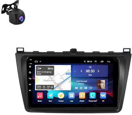 Android 12 Double Din Car Stereo 9 Inch Touch Screen Car Radio For Mazda 6 2008-2012 With Bluetooth FM WiFi SWC Android Auto Carplay GPS Navigation AHD Reverse Camera(T400 8+128G)