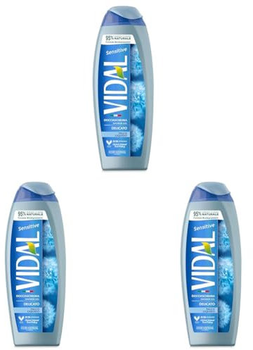Vidal - Docciaschiuma Sensitive, Formula Delicata, Arricchito con Talco Liquido, Dermatologicamente Testato, 250ml (Confezione da 3)