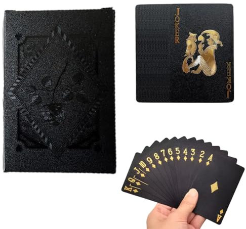 WBZOWRB Schwarzer Rose Kunststoff Pokerkarten Plastik wasserdichte Spielkarten- 1 Deck von Spielkarten Plastik, 1 Karton