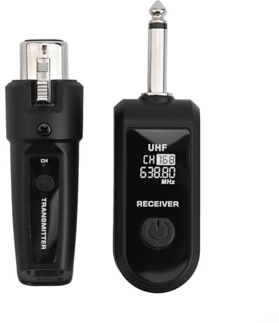 ZYWUOY Juego de receptor de transmisor de guitarra inalámbrico, adaptador de micrófono recargable, receptor transmisor adaptador UHF XLR, para micrófono, mezclador de audio (1 bandeja 1)
