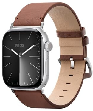 Woodcessories Correa de Piel Compatible con Apple Watch 49mm 46mm 45mm 44mm, Piel Vegana Marrón para iWatch SE Ultra 2 Series 10 9 8 7 6 5 4 3 2 1 | Cuero Vegano hecho de Aloe Vera
