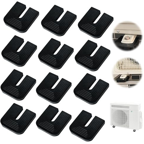 12 Stück Schwingungsdämpfer Klimaanlage aus Gummi, U-Förmig Vibrationsdämpfer Klimaanlage Gummipuffer Klimaanlagen Schwingungsdämpfer Antivibrationsfüße Stoßdämpfer für Klimaanlage Wärmepumpe, Schwarz