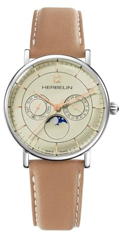 Herbelin Montre Inspiration Phase de Lune Cuir beige