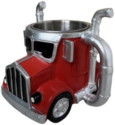 FytStycale LKW Kaffeetasse Kaffeetasse Kaffeetasse Edelstahl Ornamente Wasserbecher für Geburtstagsgeschenk Küche Erwachsene LKW Fahrer Männer Männer, Rot