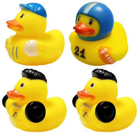 XPEX 4 Stück badeenten quietscheente badeenten gummiente Badewannen Spielzeug Quietscheente zum Baden und Spielen（E）