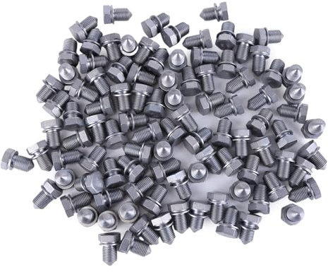 100 Stück Motorölwanne Ablassschraube für V-W A&udi Seat Sko-da Ölwannenablassmutter Aluminium Ölschraube Motorölwanne mit Unterlegscheibe Gewinde M14x1.5mm N90813201 N90813202