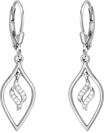 SOFIA MILANI - Damen Ohrringe 925 Silber - mit Zirkonia Steinen - Ovale Welle Ohrhänger - E3092