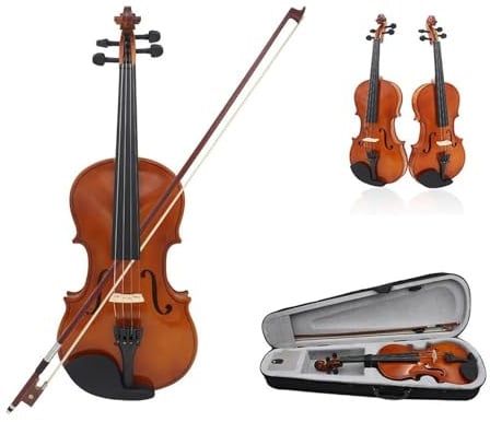 Violine für Anfänger, 4/4, Vintage, mattes Fichtenholz, Erwachsenenzubehör, Anfänger, Geige spielen (rot)