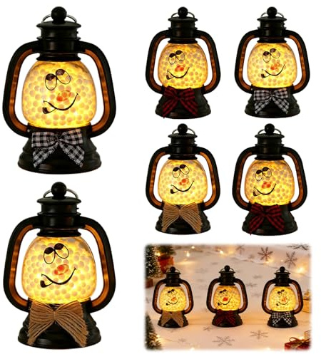 GAROMIA 6 Stück Mini Weihnachtsdeko Laterne Weihnachtslaterne Kleine Laterne Tischdeko Weihnachtslaterne LED Licht Weihnachtsdeko Weihnachten Deko innen Außen