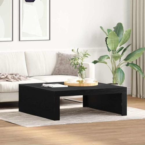 ULUYYUC Couchtisch Schwarz Eiche Quadratisch 100x100x35 cm Moderner Wohnzimmertisch aus Holzwerkstoff mit Matt Oberfläche