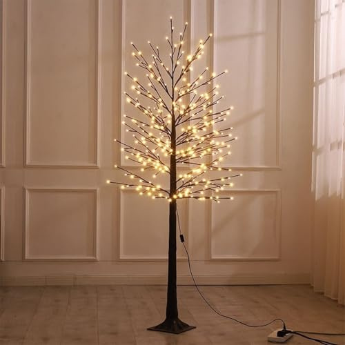 LED Lichterbaum 210 cm, Baum Lichter Birkenoptik 480 LEDs Warmweiß Tannenbaum Weihnachtsbaum Lichter, Verstellbare Äste Weihnachtsdeko Baum mit Leuchten Dekobaum für Hochzeit Festival Party,180cm