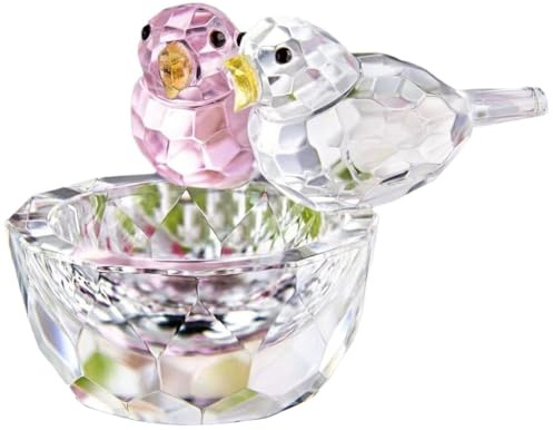 BEAMARKER Kristallvogelfigur Facettiertes Glas Rosa Klare Vogel Tierfigur Dekorative Tischplatte Heimbüro Ausstellungsornament Geschenk Zum Geburtstag Jahrestag Kunstglasdekor