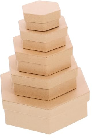 Sechseckige Geschenkkarton Kasten mit Deckel aus Kraftpapier