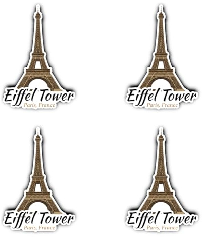 Aufkleber: 100 mm, 4 Stück - Eiffel Tower Paris France, XL Vinyl Sticker rund