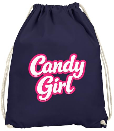 MoonWorks® Turnbeutel - Candygirl - Accessoires Fasching Gadgets Spruch lustig Faschingsartikel Tasche Gymbag Navy-weiss unisize