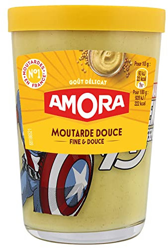 Amora Moutarde Douce, Verre Super-Héros, Lot de 6x190g