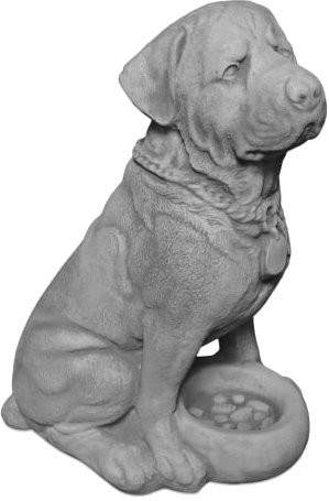 gartendekoparadies.de Hunde-Figur Rottweiler, Steinfigur, H. 36 cm, 12 kg, Grau, frostsicher aus Steinguss für Außenbereich
