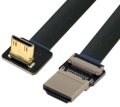 chenyang 7,87 Zoll/0,2 m HDMI Stecker auf Mini HDMI Stecker 90 Grad nach oben abgewinkelt FPC 20Pin Flachbandkabel für Raspberry Pi, GoPro, Mini-Display, Drohne, Kamera, Gimbal