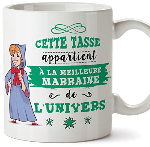 Mugffins Marraine Mug/Tasse - La Meilleure Marraine de l'univers - Tasse Originale/Cadeau Anniversaire/Fête des Pâques/Future Marrain. Céramique 350 ML