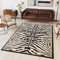 TAPISO Atlas Teppich Kurzflor Afrika Tiermuster Zebra Schwarz Creme Wohnzimmer Schlafzimmer Vintage Modern Design ÖKOTEX 70 x 130 cm