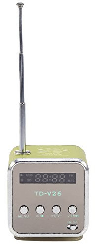 Yoidesu Tragbarer -Lautsprecher Musik-Player FM-Radio Batteriebetriebener -Digital-Display-Lautsprecher Musik-Player für Computer & Handy TF-Karte und U-Disk(Grün)