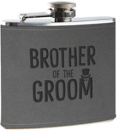 Flasque grise pour frère du marié – Cadeaux de mariage de luxe – Cadeaux de fête de la mariée et du marié – Récipient à alcool en acier inoxydable 177 ml – Cadeau de mariage de luxe – Cadeau de fête