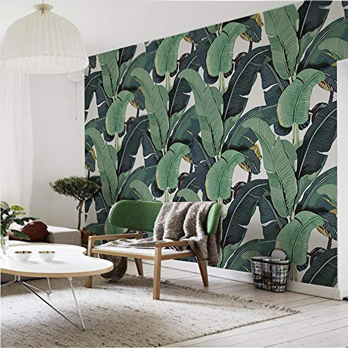 Tapete 3D FototapeteNordic Tapete Bananenblatt Tapete Wohnzimmer Schlafzimmer benutzerdefinierte nahtlose Wandverkleidung Vlies TV Hintergrund Wandtuch200cm×140cm